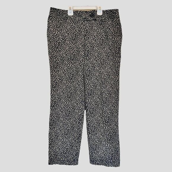 Liz Claiborne Audra Pants 100% Cotton Navy/Cream Print Crop Pants Sz 6 - Picture 2 of 5